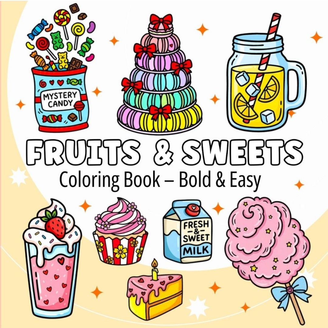 Fruits & Sweets - Coloring Book Bold & Easy - Front Cover