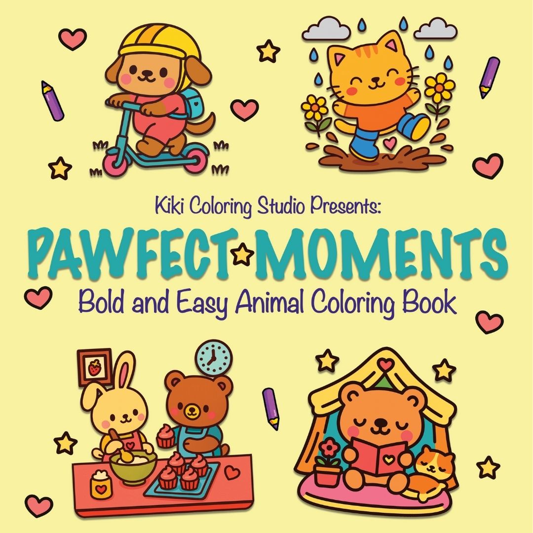Pawfect Moments - Bold and Easy Animal Coloring Book - Front Cover