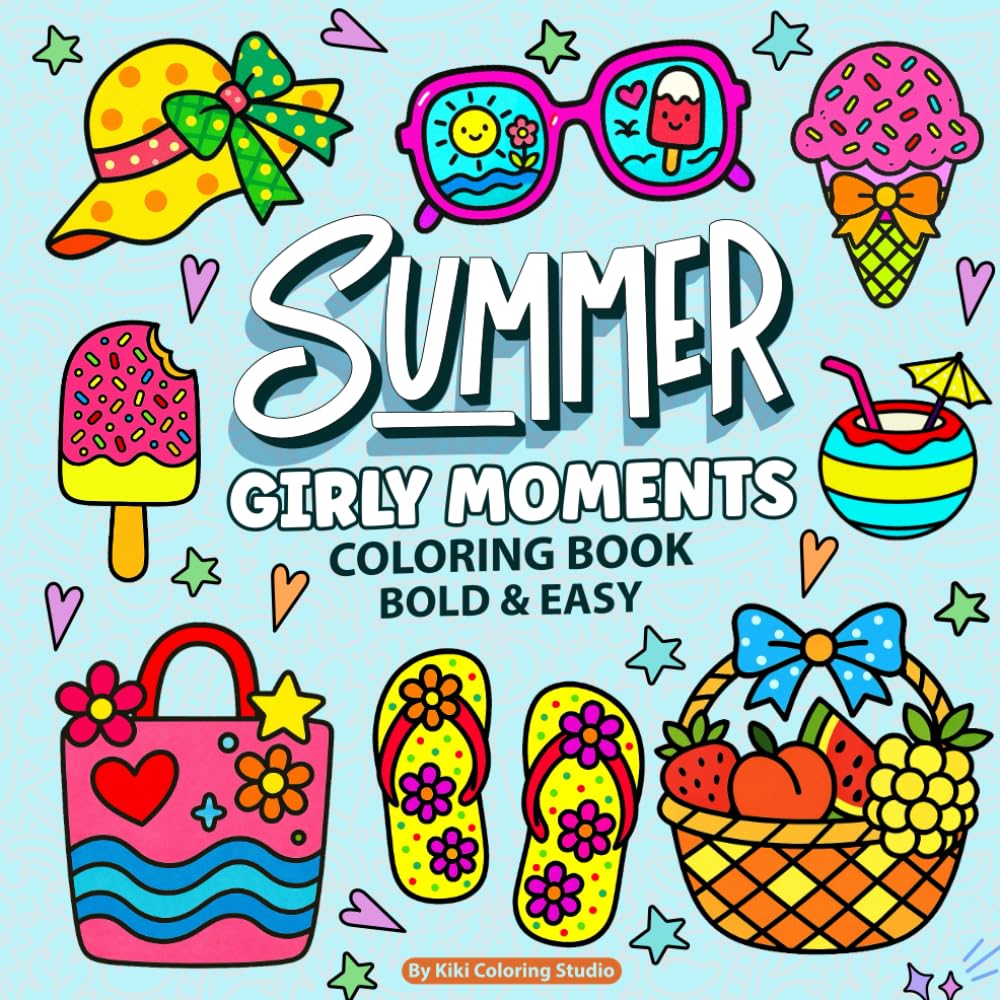 Summer Girly Moments - Coloring Book - Front Cover
